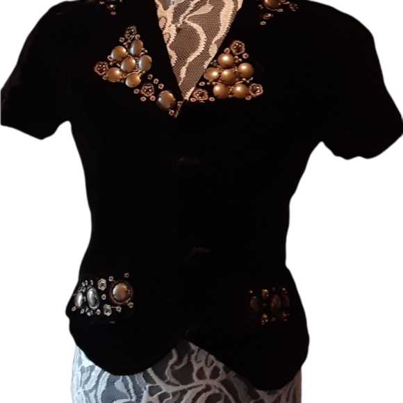 Carole Little Brand New Black Velvet Type Jacket - Picture 2 of 3